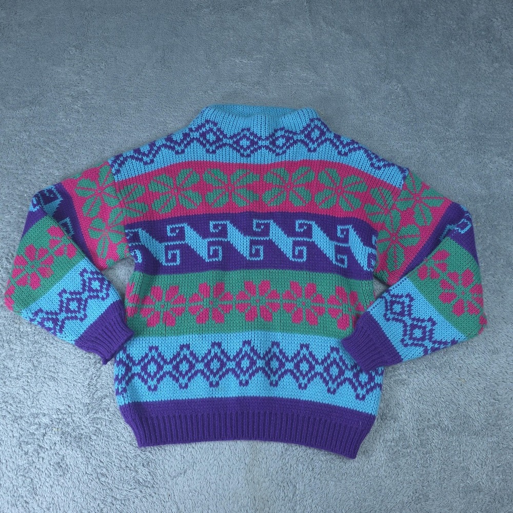 Vintage Jan Taylor Sweater Womens Medium Multicolor Fair Isle Knit 80s Pullover